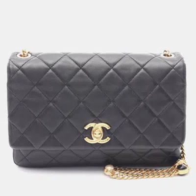 Pre-owned Chanel Matelasse Chain Shoulder Bag Lamb Sheep Leather Black Ghw Cc
