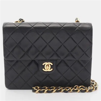 Pre-owned Chanel Matelasse Chain Shoulder Bag Lamb Skin Sheep Leather Black