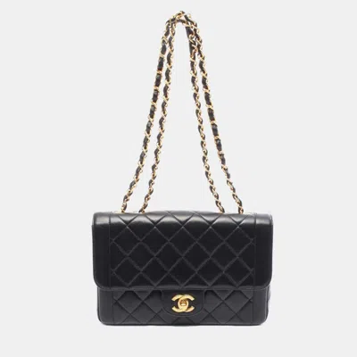 Pre-owned Chanel Matelasse Chain Shoulder Bag Lambskin Sheep Leather Black
