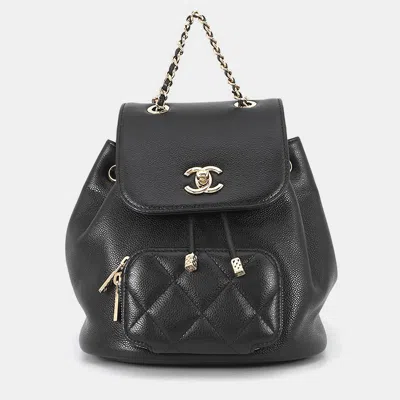 Pre-owned Chanel Matelasse Chainbackpack Black Caviar Leather