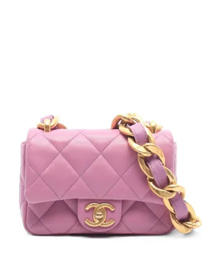 Chanel Matelassé Chain-strap Mini Shoulder Bag In Pink