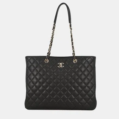 Pre-owned Chanel Matelasse Chaintote Bag Black Caviar Leather Size Large