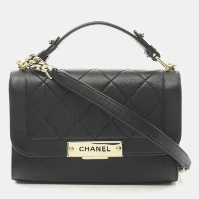 Pre-owned Chanel Matelasse Click Label Shoulder Bag Leather Black