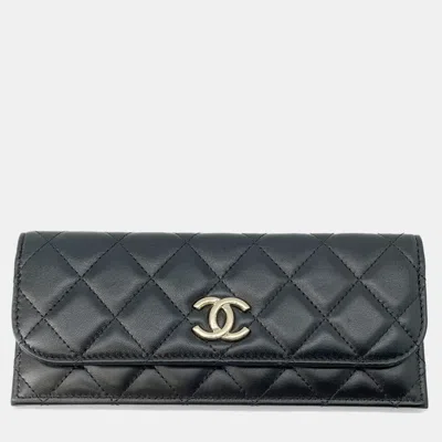 Pre-owned Chanel Matelasse Clutch Bag Black Lambskin
