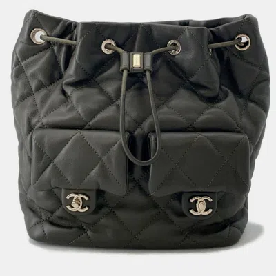 Pre-owned Chanel Matelasse Coco Mark Black Lambskin Backpack