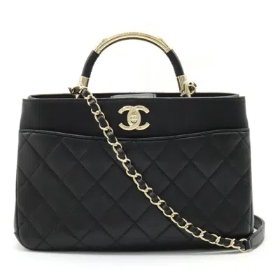 Pre-owned Chanel Matelasse Coco Mark Leather Handbag In Black