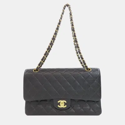 Pre-owned Chanel Matelasse Coco Mark Shoulder Bag Caviar Skin In Black