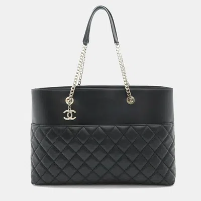 Pre-owned Chanel Matelasse Coco Mark Tote Bag Chain Shoulder Lambskin Leather Black
