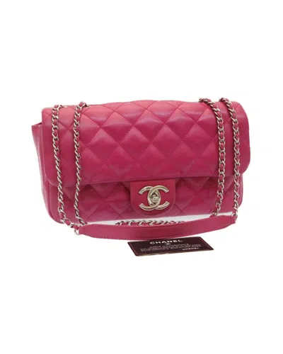 Pre-owned Chanel Matelasse Coco Rain Double Chain Shoulder Bag Lamb Skin Pink Auth 29191a