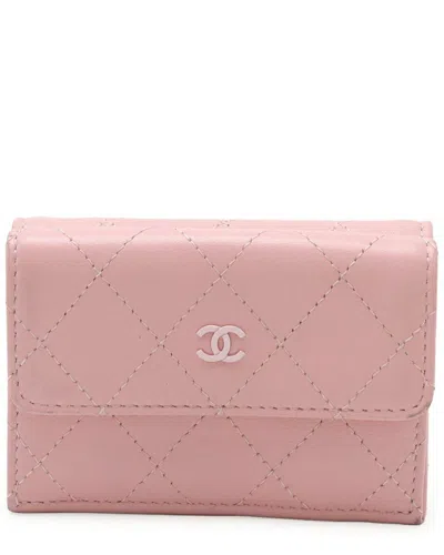 Pre-owned Chanel Matelassé Cocomark Tri-fold Wallet Pink (authentic Pre-loved)
