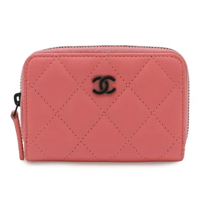 Pre-owned Chanel Matelasse Coral Pink Leather Coin Purse/coin Case ()
