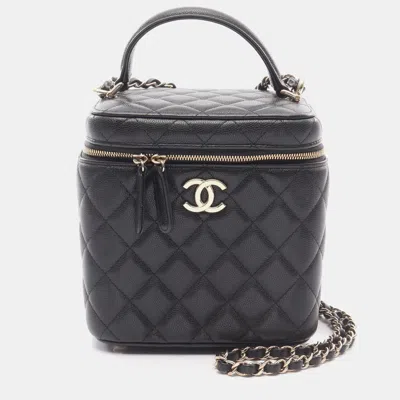 Pre-owned Chanel Matelasse Crossbody Chain Shoulder Bag Calfskin Black