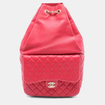 Pre-owned Chanel Matelassé Cruise Line Red Lambskin Backpack Bag