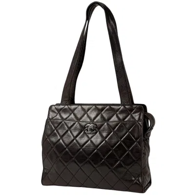 Pre-owned Chanel Matelasse Dark Brown Leather Shoulder Bag Tote Bag ()