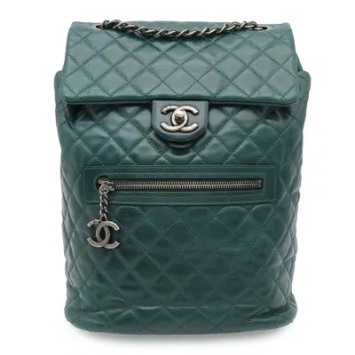 Pre-owned Chanel Matelasse Dark Green Leather Backpack ()