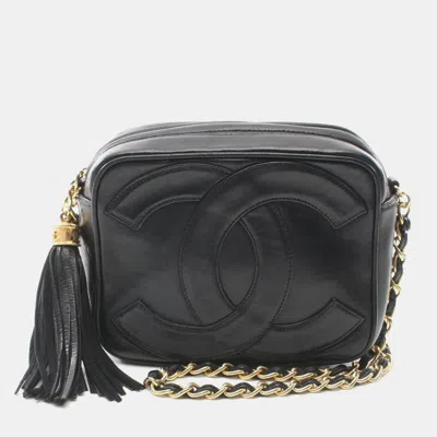 Pre-owned Chanel Matelasse Deca Coco Mark Shoulder Bag Lambskin Sheepskin Black