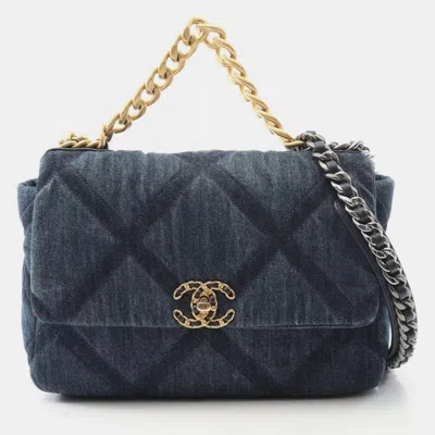 Pre-owned Chanel Matelasse Denim Shoulder Bag Navy In Blue