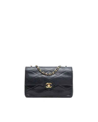 Pre-owned Chanel Matelassé Diamond Flap Bag In Black