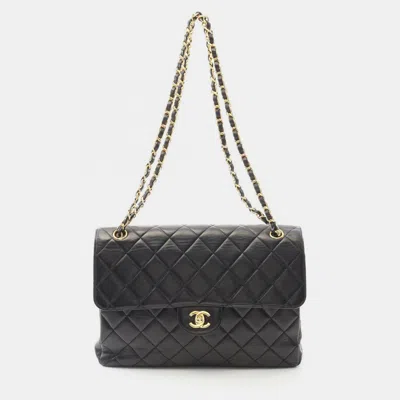 Pre-owned Chanel Matelasse Double Face Chain Shoulder Bag Lambskin Black Ghw