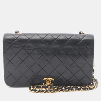 Pre-owned Chanel Matelasse Full Flap Black Lambskin Leather Crossbody Chain Shoulder Bag Ghw