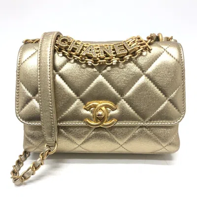 Pre-owned Chanel Matelasse Gold Leather Handbag Shoulder Bag ()