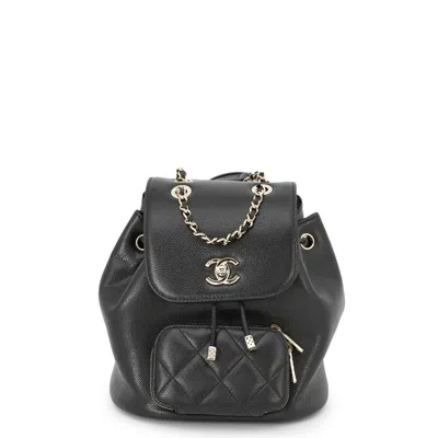 Pre-owned Chanel Matelasse Grained Calfskin Backpack () In Black