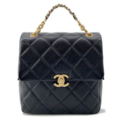 Pre-owned Chanel Matelasse Grained Calfskin Backpack () In Black