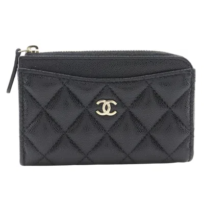 Pre-owned Chanel Matelasse Grained Calfskin Coin Purse/coin Case () In Black