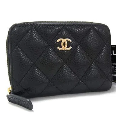 Pre-owned Chanel Matelasse Grained Calfskin Coin Purse/coin Case () In Black