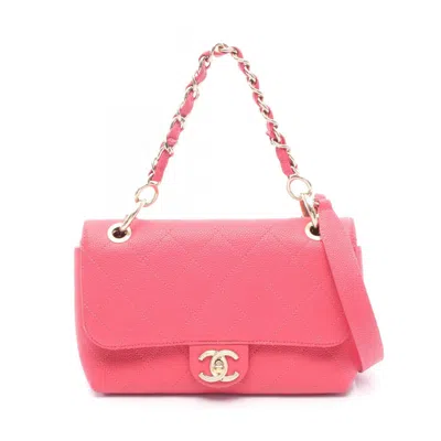 Pre-owned Chanel Matelasse Grained Calfskin Shoulder Bag () In Pink