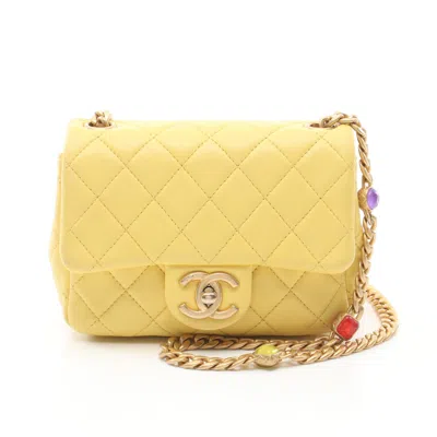 Pre-owned Chanel Matelasse Gripoix Chain Shoulder Bag Lambskin Yellow Gold Hardware