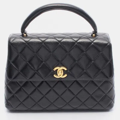 Pre-owned Chanel Matelasse Handbag Lamb Leather Black Ghw Cc Coco