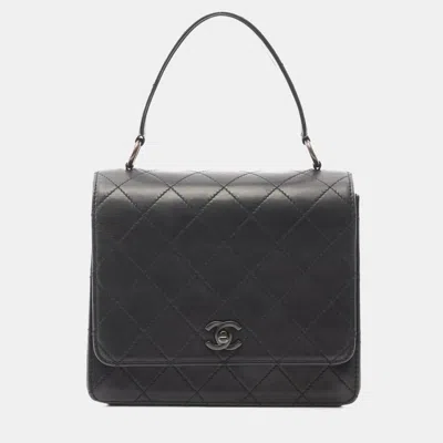 Pre-owned Chanel Matelasse Handbag Lamb Skin Sheep Leather Black Cc Coco