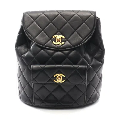 Pre-owned Chanel Matelasse Lambskin Backpack Black