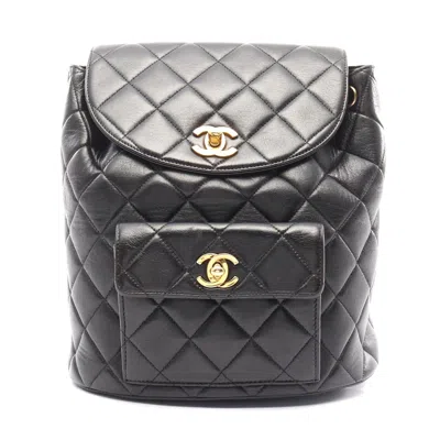 Pre-owned Chanel Matelasse Lambskin Backpack Black