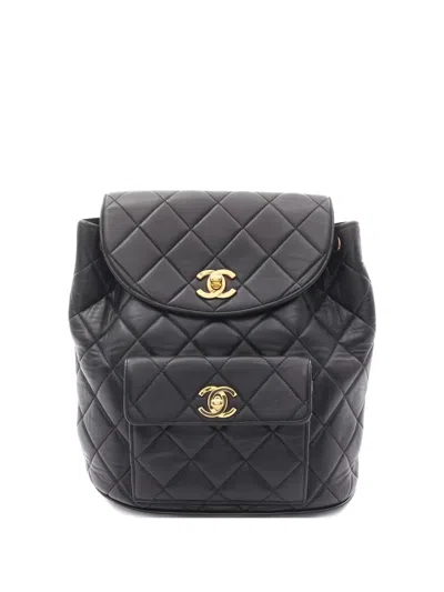 Pre-owned Chanel Matelassé Leather Backpack In Black