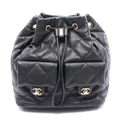 Pre-owned Chanel Matelasse Leather Backpack In Black