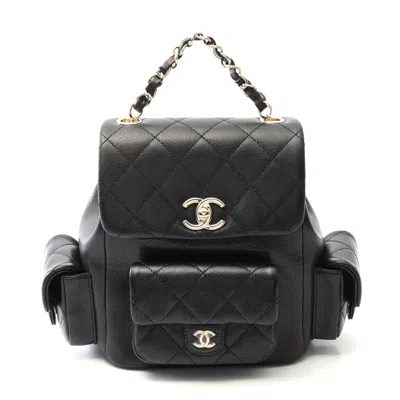 Pre-owned Chanel Matelasse Leather Backpack In Black