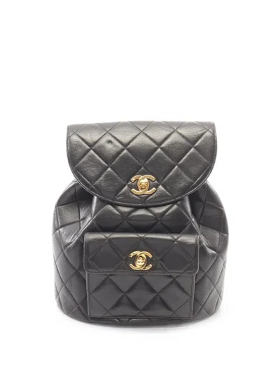 Pre-owned Chanel Matelassé Leather Backpack In Black