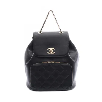 Pre-owned Chanel Matelasse Leather Backpack () In Black