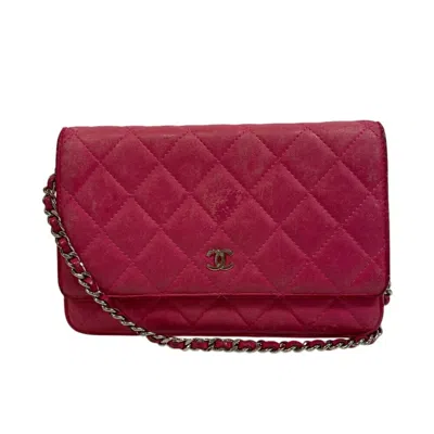 Pre-owned Chanel Matelasse Leather Chain/shoulder Wallet () In Pink