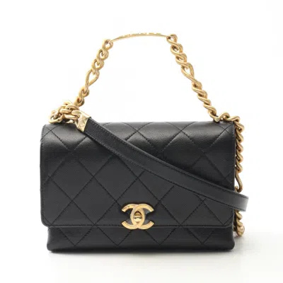 Pre-owned Chanel Matelasse Leather Shoulder Bag () In Black