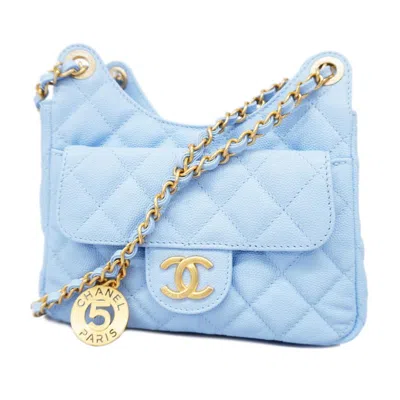 Pre-owned Chanel Matelassé Leather Shoulder Bag () In Blue