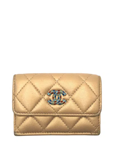 Pre-owned Chanel Matelassé Leather Tri-fold Wallet (authentic Pre-loved)