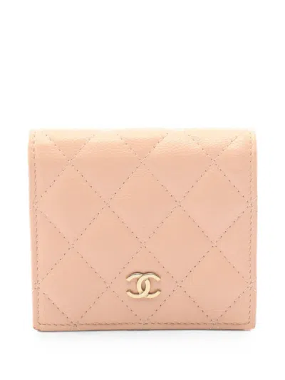 Pre-owned Chanel Matelassé Leather Wallet In Pink