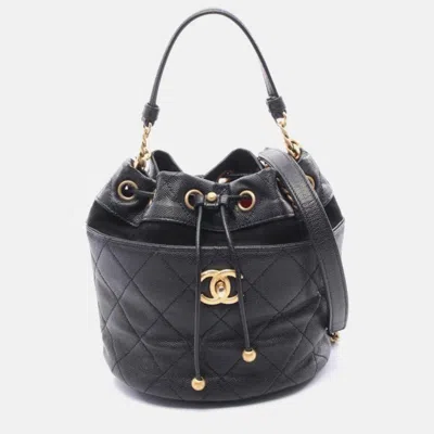 Pre-owned Chanel Matelasse Mini Bucket In Black