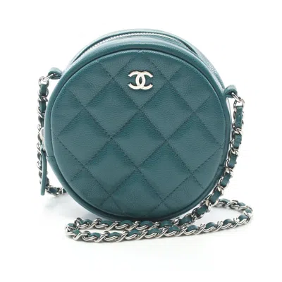 Pre-owned Chanel Matelasse Mini Classic Chain Shoulder Bag Caviar Skin Silver Hardware In Blue