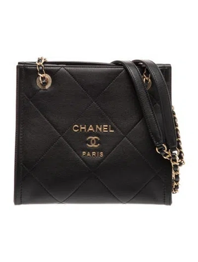 Pre-owned Chanel Matelassé Mini Shopper Tote In Black