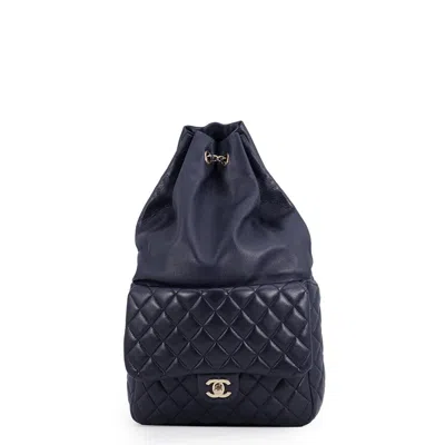 Pre-owned Chanel Matelasse Navy Leather Backpack ()