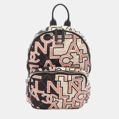 Pre-owned Chanel Matelasse Neon Backpack Canvas Black Ivory Pink In Multi
